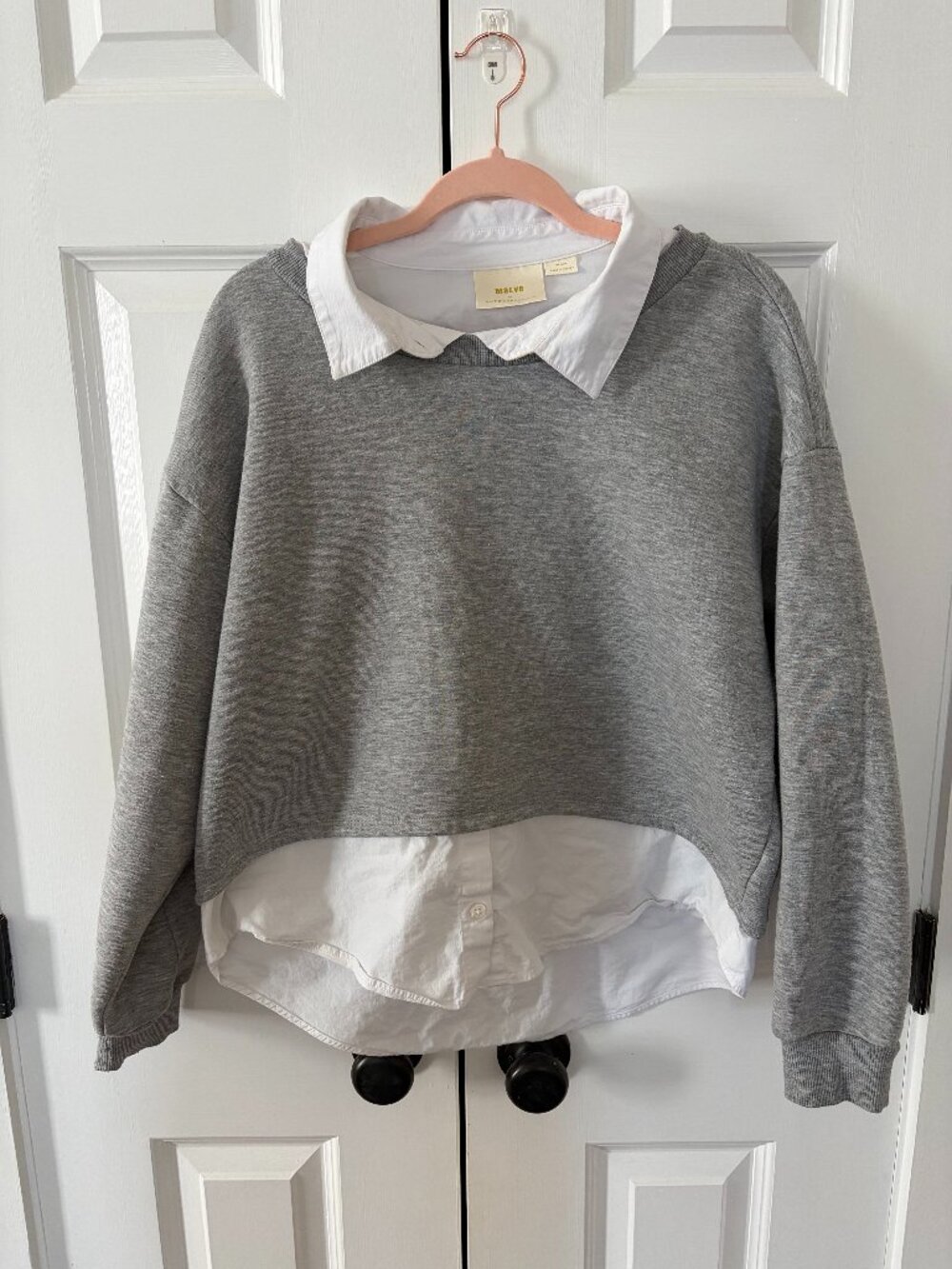 Maeve by Anthropologie Gray Layered Two-Fer Sweatshirt Top M